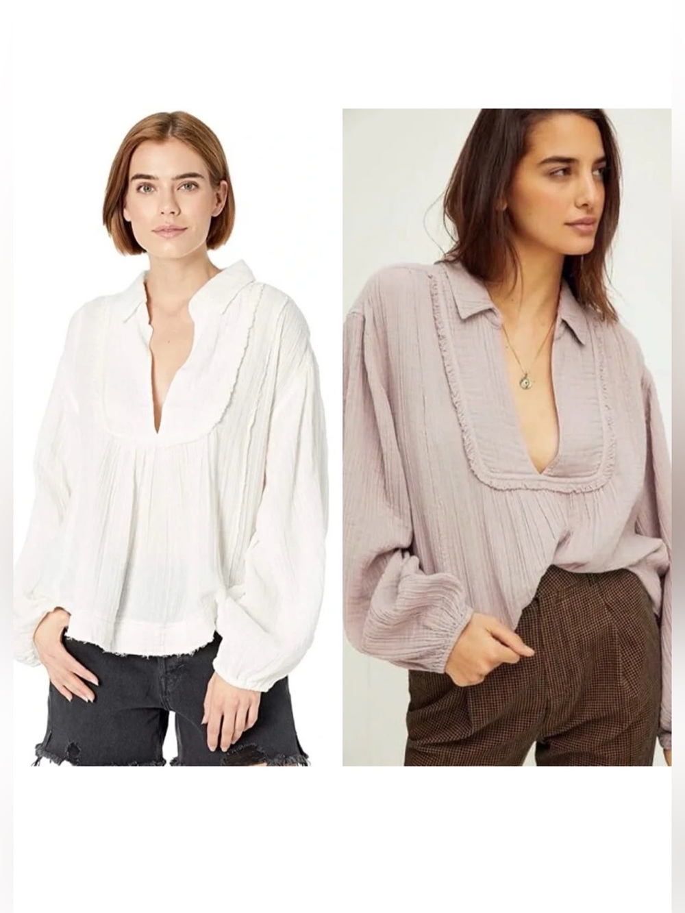 2 Tops Bundle Free People We The Free Cozy Dreams Tunic Tops mauve white